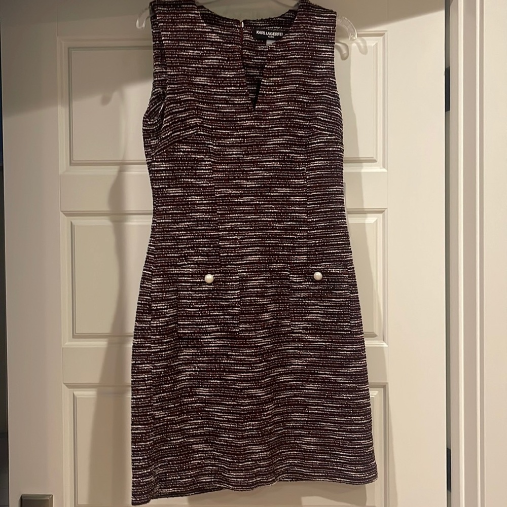 Brand new! Karl Lagerfeld Camilo Tweed Knit dress, w/tags, multicolored size 8.